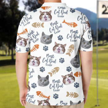 Customized "Best Cat Dad Ever" Polo Shirt - Perfect Father's Day Gift for Cat Lovers