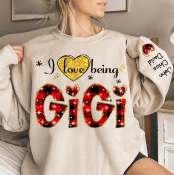 Personalized "I Love Being Gigi" Glitter Sweatshirt - Custom Grandma and Grandkids Gift