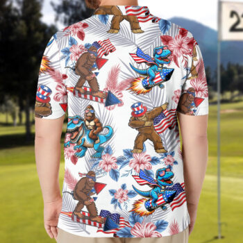 Men's Bigfoot Independence Day Polo Shirt - Funny 4th of July Sasquatch Shirt