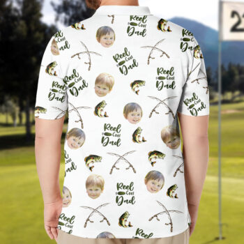 Personalized Face Photo Fishing Polo Shirt - Reel Cool Dad Gift for Fishermen