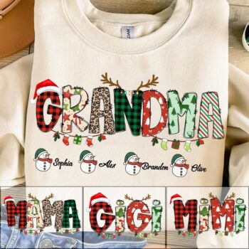 Personalized Grandma Sweatshirt - Custom Grandkids Names Christmas Gift