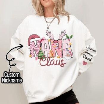 Pink Trend Gigi Claus Custom Christmas Sweatshirt - Best Family Gift for Grandma