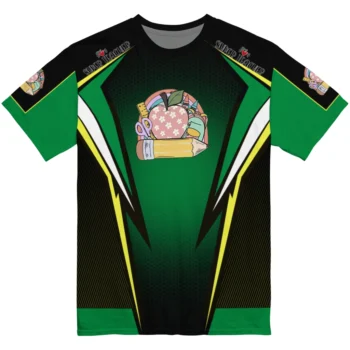back to school 3d tshirt custom bold symmetry motif green black best selling.webp