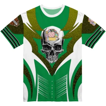 back to school 3d tshirt custom skull emblem green white best selling.webp