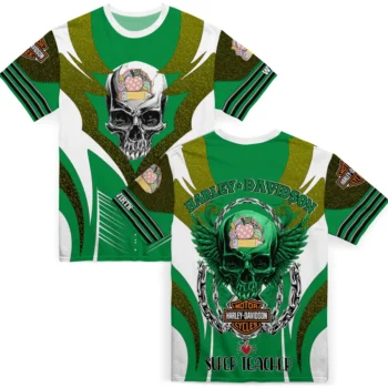 back to school 3d tshirt custom skull emblem green white fashion forward.webp