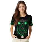 back to school 3d tshirt fiery skull green black best selling.webp