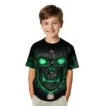back to school 3d tshirt fiery skull green black best selling.webp