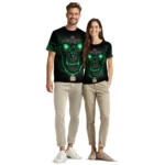 back to school 3d tshirt fiery skull green black best selling.webp