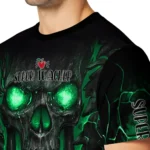 back to school 3d tshirt fiery skull green black best selling.webp