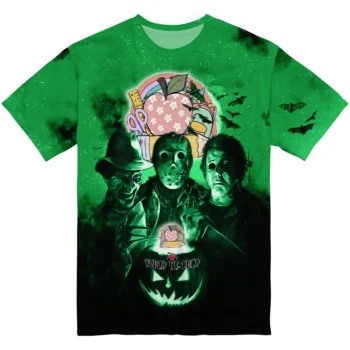 back to school 3d tshirt horror icons green black best selling.webp