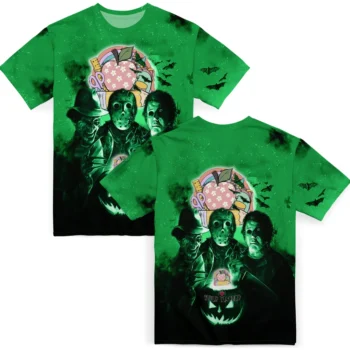 back to school 3d tshirt horror icons green black fashion forward.webp