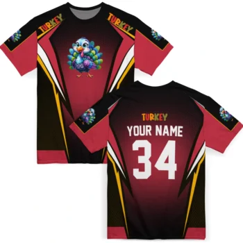 cute turkey 3d tshirt custom bold symmetry motif red black fashion forward.webp