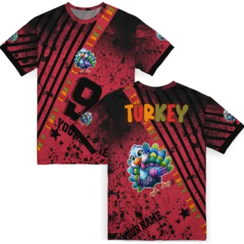cute turkey 3d tshirt custom splatter art motif red black fashion forward.webp