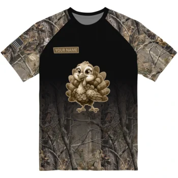 cute turkey 3d tshirt custom tree branches design black best selling.webp