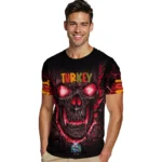 cute turkey 3d tshirt fiery skull red black best selling.webp