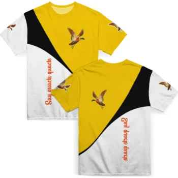 duck mallard bird flight 3d tshirt abstract curve yellow white fashion forward.webp