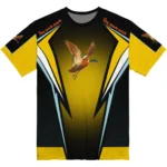 duck mallard bird flight 3d tshirt custom bold symmetry motif yellow black best selling.webp