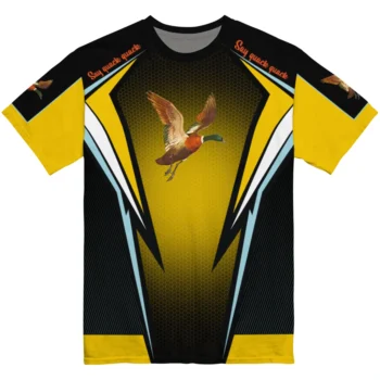 duck mallard bird flight 3d tshirt custom bold symmetry motif yellow black best selling.webp