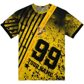 duck mallard bird flight 3d tshirt custom splatter art motif yellow black best selling.webp