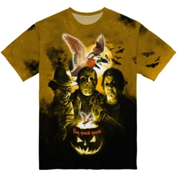 duck mallard bird flight 3d tshirt horror icons yellow black best selling.webp