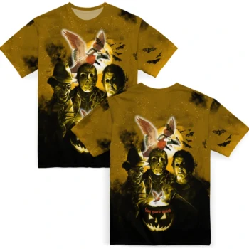 duck mallard bird flight 3d tshirt horror icons yellow black fashion forward.webp