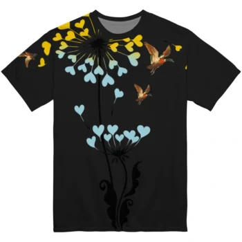 duck mallard bird flight tshirt heart dandelion best selling.webp
