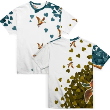 duck mallard bird flight tshirt heart explosion fashion forward.webp