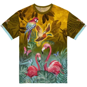 duck mallard bird flight tshirt tropical flamingo yellow green best selling.webp