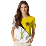 sunflower logo 3d tshirt abstract curve yellow white best selling.webp