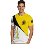 sunflower logo 3d tshirt abstract curve yellow white best selling.webp