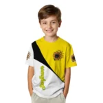 sunflower logo 3d tshirt abstract curve yellow white best selling.webp