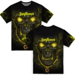sunflower logo 3d tshirt fiery skull yellow black best selling.webp