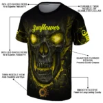 sunflower logo 3d tshirt fiery skull yellow black best selling.webp