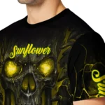sunflower logo 3d tshirt fiery skull yellow black best selling.webp