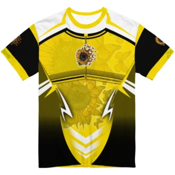sunflower logo 3d tshirt personalized futuristic armor yellow black white best selling.webp