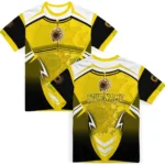 sunflower logo 3d tshirt personalized futuristic armor yellow black white best selling.webp