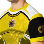 sunflower logo 3d tshirt personalized futuristic armor yellow black white best selling.webp