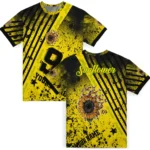 sunflower logo 3d tshirt personalized splatter art motif yellow black best selling.webp