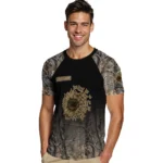 sunflower logo 3d tshirt personalized tree branches design black best selling.webp