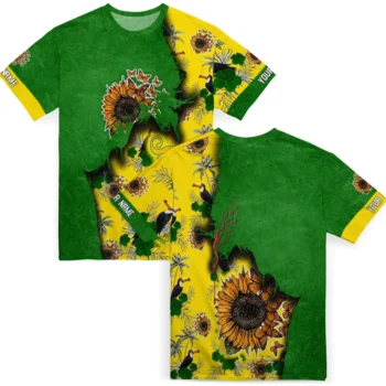 sunflower logo 3d tshirt personalized tropical scene yellow fashion forward.webp