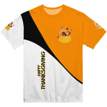 thanksgiving turkey 3d tshirt abstract curve yellow white best selling.webp