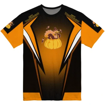 thanksgiving turkey 3d tshirt customized bold symmetry motif yellow black best selling.webp