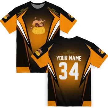 thanksgiving turkey 3d tshirt customized bold symmetry motif yellow black fashion forward.webp