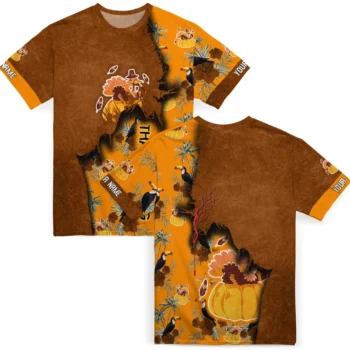 thanksgiving turkey 3d tshirt customized tropical scene yellow fashion forward.webp