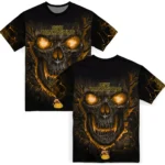 thanksgiving turkey 3d tshirt fiery skull yellow black best selling.webp