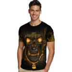 thanksgiving turkey 3d tshirt fiery skull yellow black best selling.webp