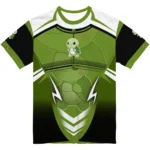 turtle logo 3d tshirt customized futuristic armor green black white best selling.webp