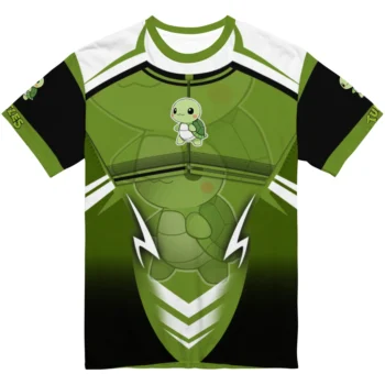 turtle logo 3d tshirt customized futuristic armor green black white best selling.webp
