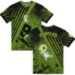 turtle logo 3d tshirt customized splatter art motif green black best selling.webp