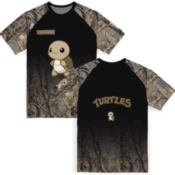 turtle logo 3d tshirt customized tree branches design black fashion forward.webp